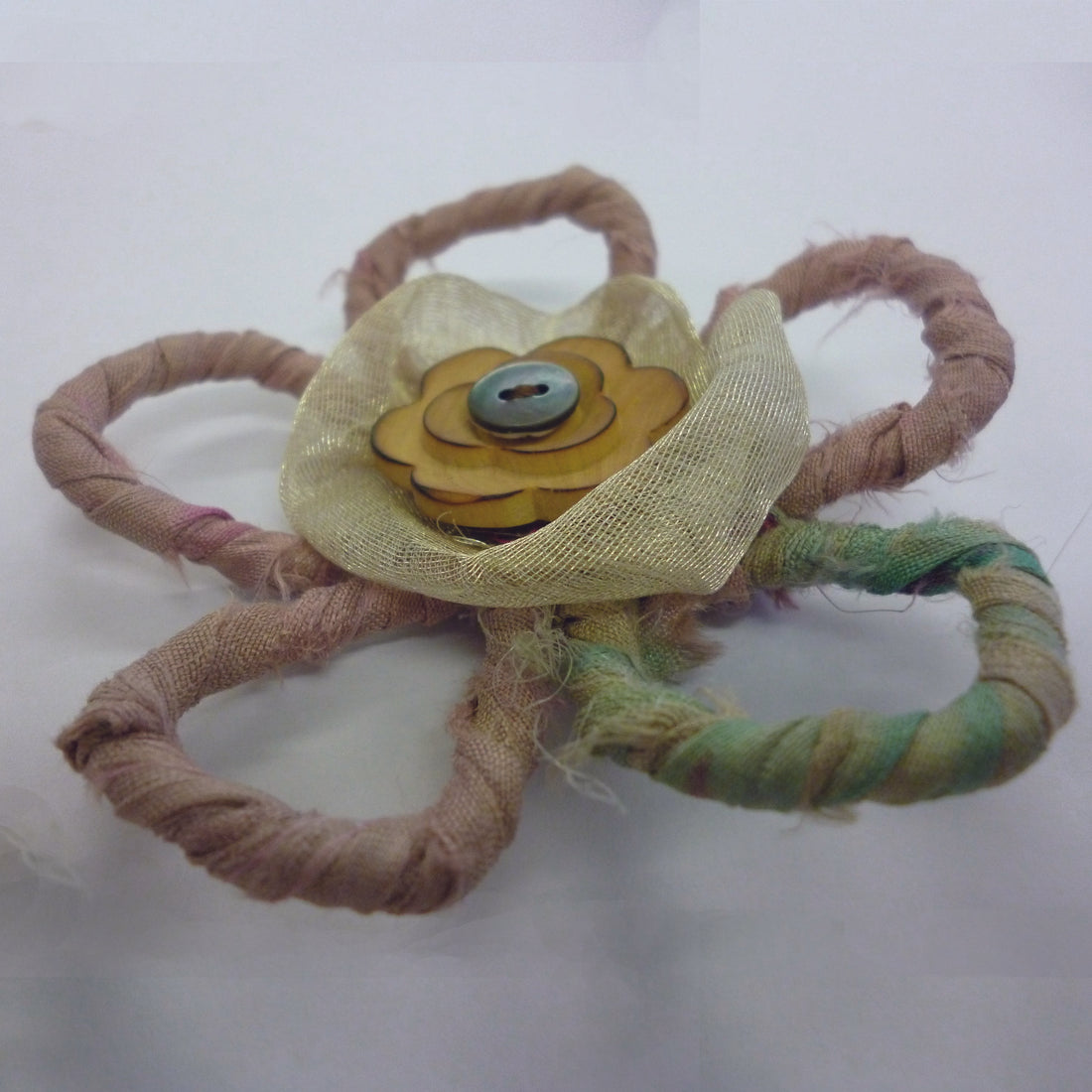 upcycled flower brooch