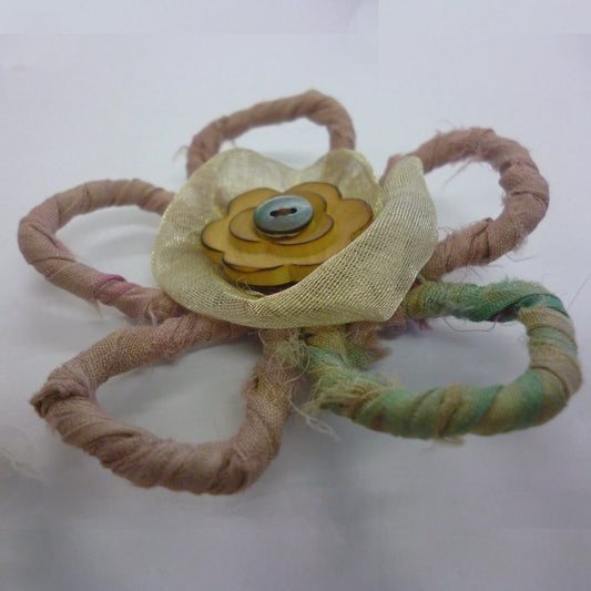 upcycled flower brooch